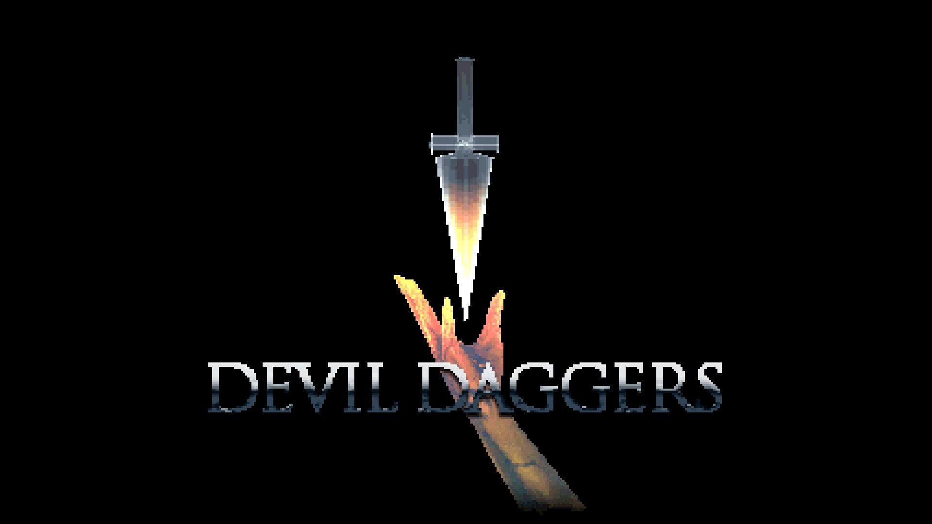 A screenshot showing the title menu of Devil Daggers, a video game.
