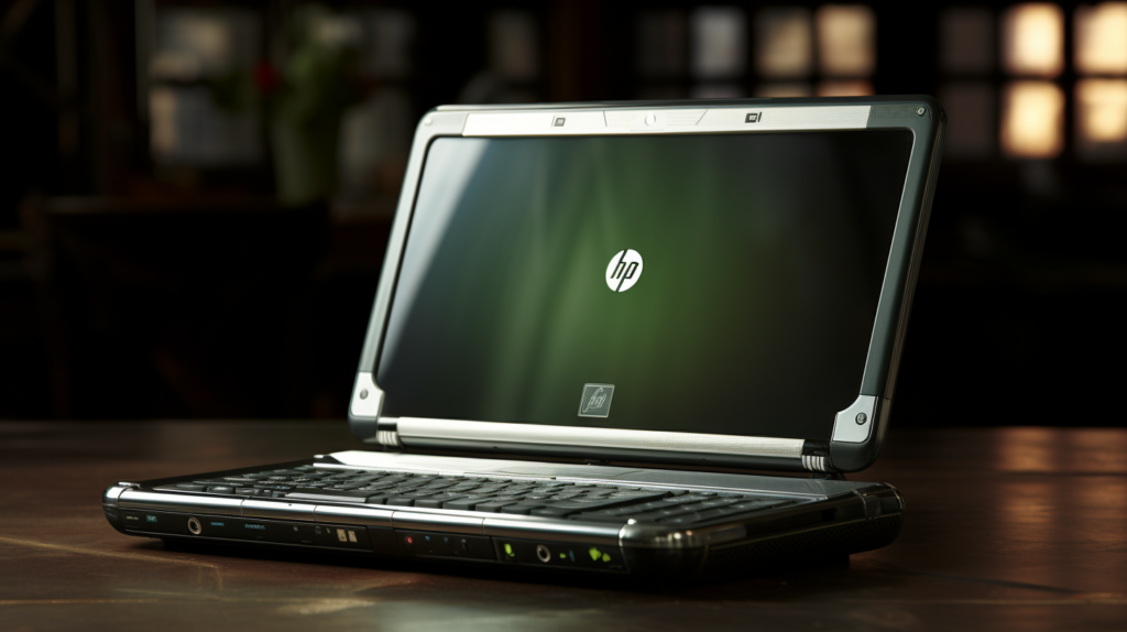 An AI generated image depicting the old HP Pavilion laptop I owned throughout my childhood.